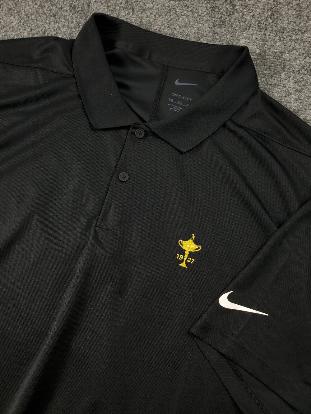 Nike Dri Fit Ryder Cup Golf Polo 2XL Black Short Sleeve 1927 Trophy Logo